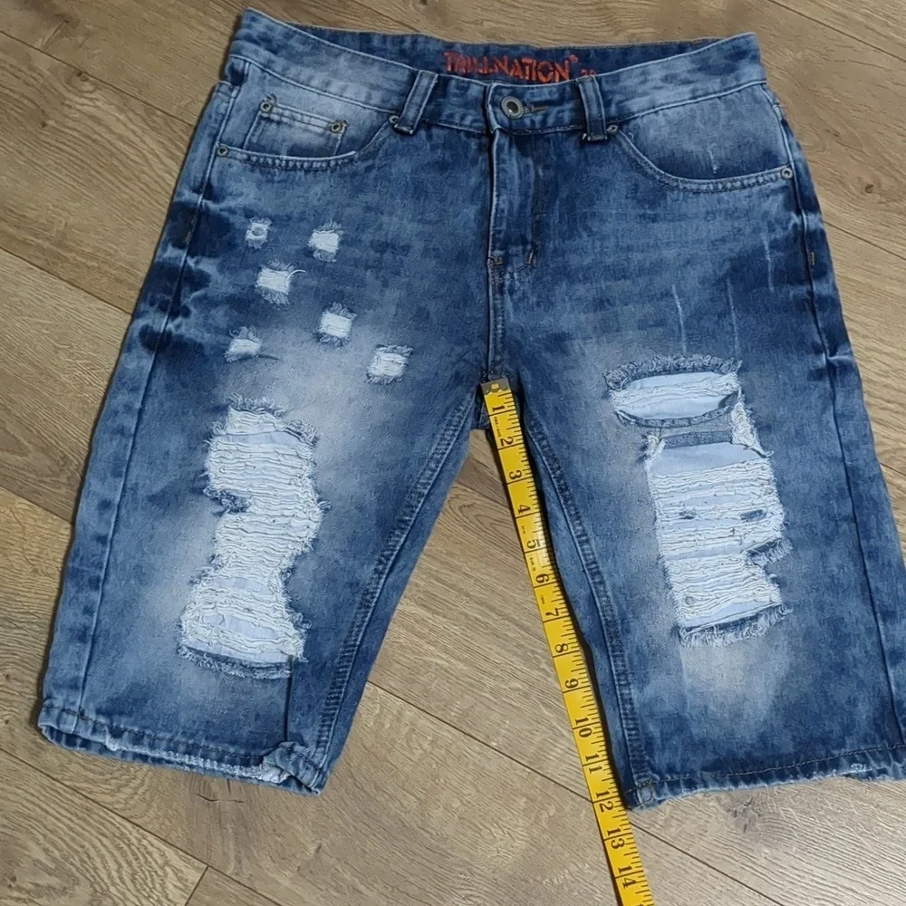 Trillnation denim distressed shorts mens size  30